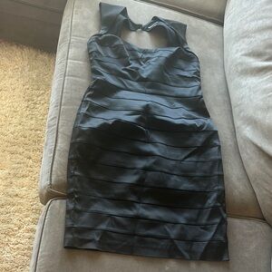 Democracy Blue Halter Bodycon Mini Dress